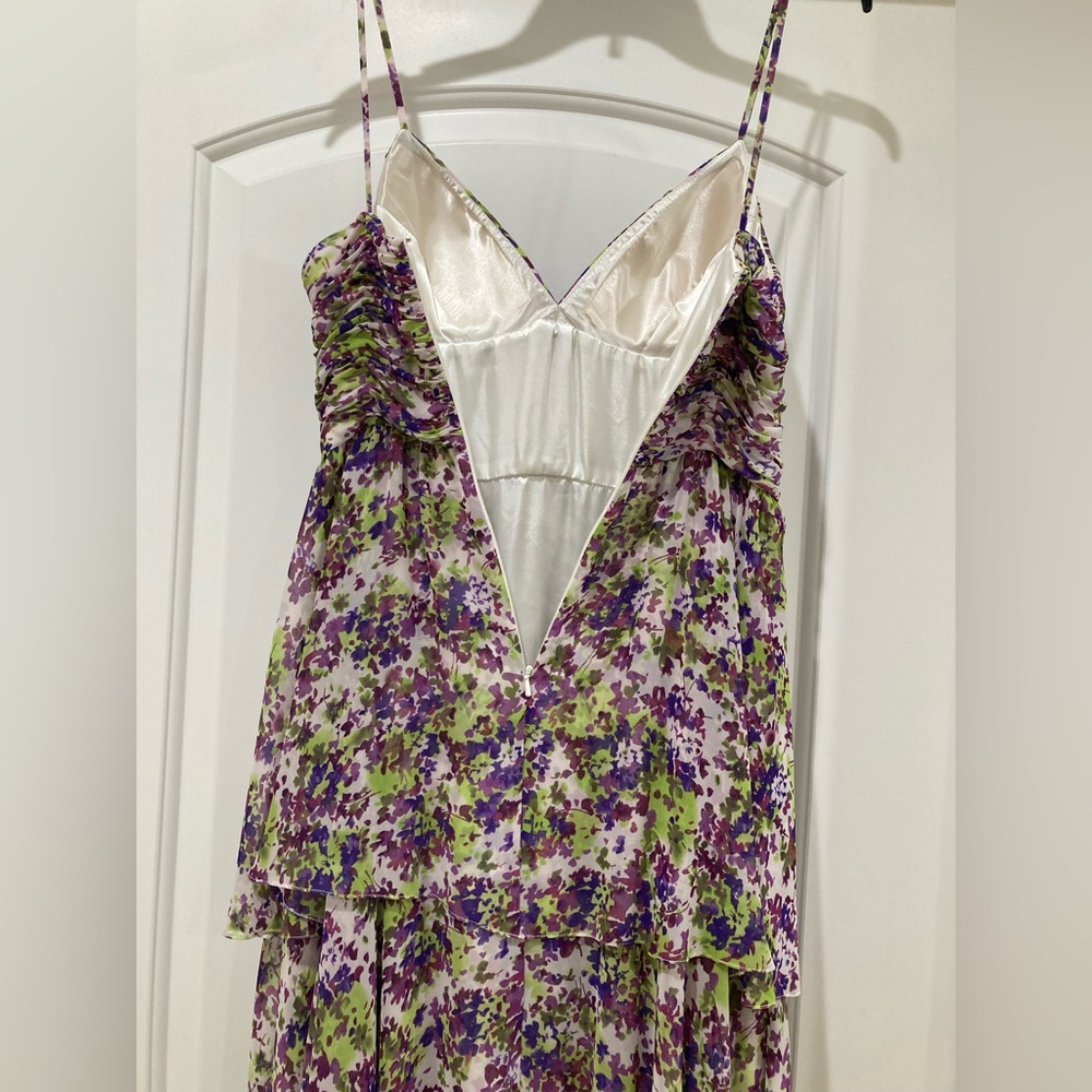 Aidan Mattox Purple and Green Floral Maxi Dress - Picture 3 of 8
